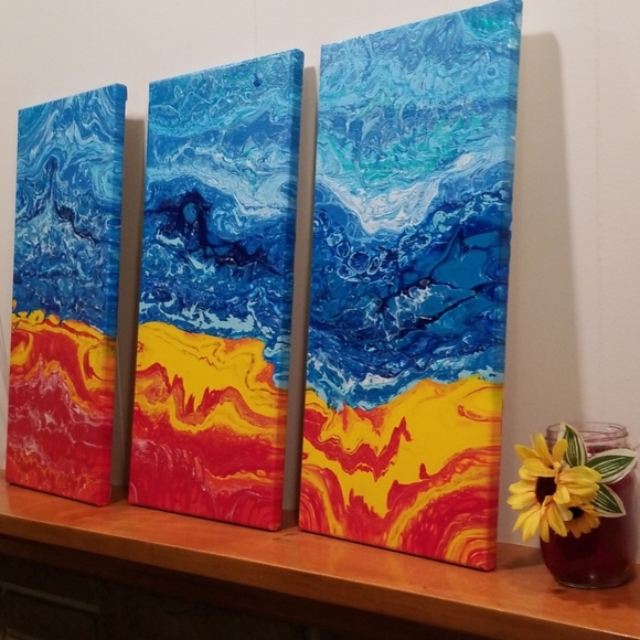 10"x20" (set of 3) Handmade Paint Pour - Picture 5 of 7